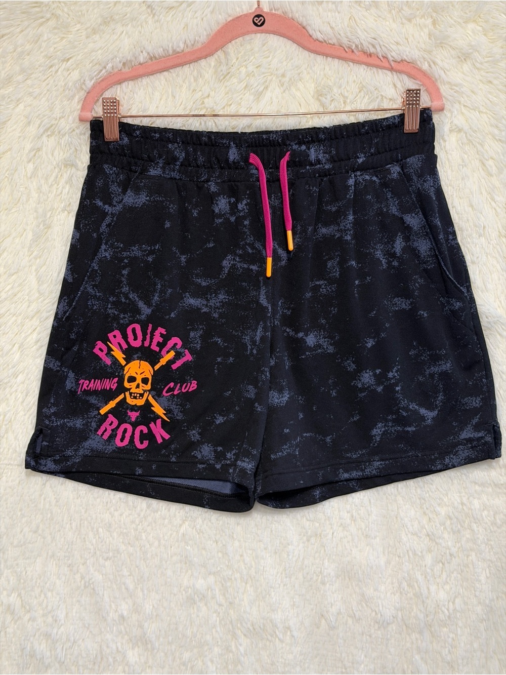 Under Armour Mens Project Rock Terry Athletic Shorts Size L Black Gym Workout